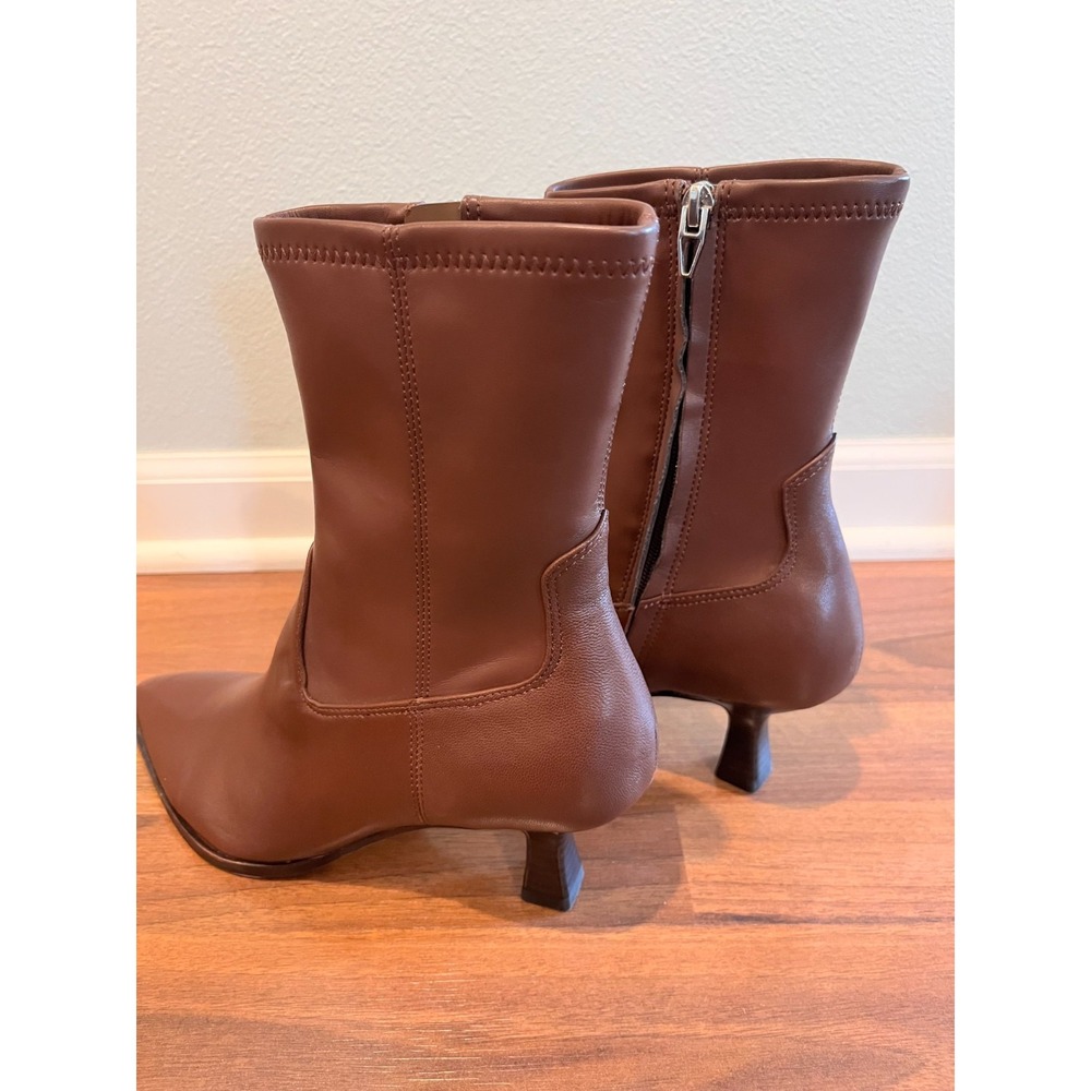 DOLCE VITA Arya Chocolate Brown Faux Leather Heeled Ankle Boots Womens Size 8.5 - Picture 3 of 9